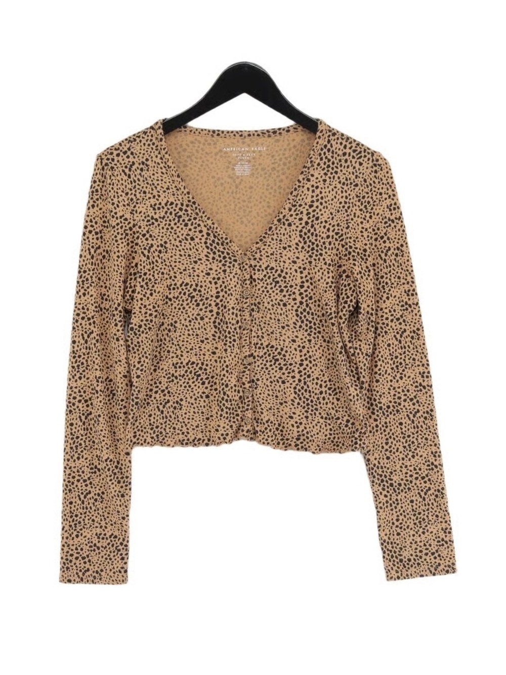American Eagle Outfitters Tan Leopard-Print Button Front Cardigan